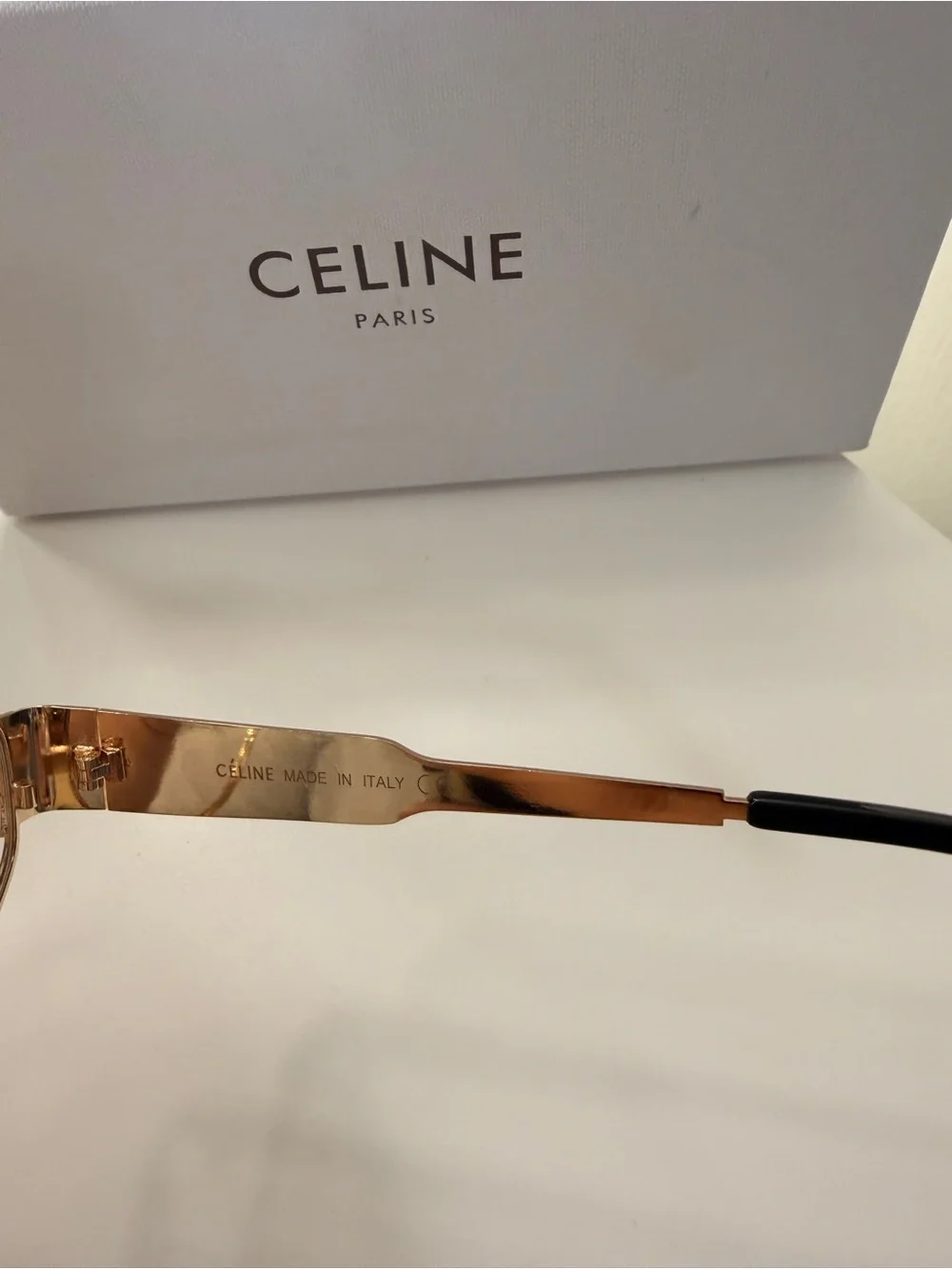 Celine Gold Metal Rimmed Women's Eyeglasses with Black Temple Tips